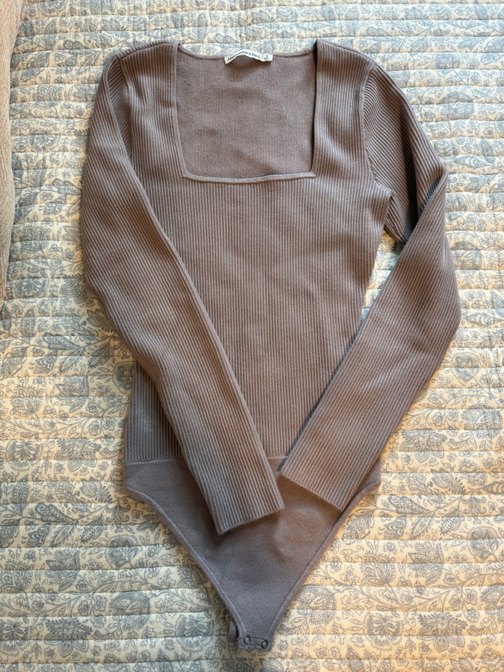 Abercrombie & Fitch Ribbed Square-Neck Bodysuit Sweater